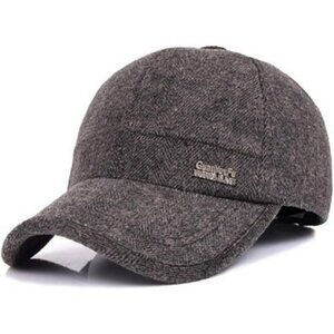 Men's Winter Warm Wool Tweed Peaked  Baseball Cap Hat Fold Earmuffs Warmer